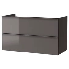 New IKEA GODMORGON Bathroom vanity with 2 drawers, High gloss gray 003.440.93