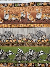 Hedgehog Fox Badger Fabric