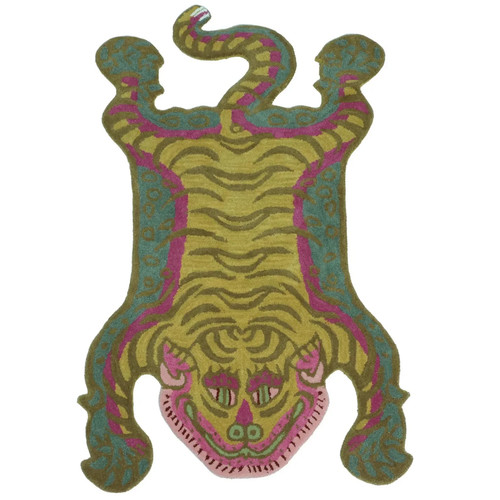 Hand tufted wool tiger rug - hand-tufted,