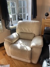 Marks and Spencer cream leather electric recliner sofa/armchair