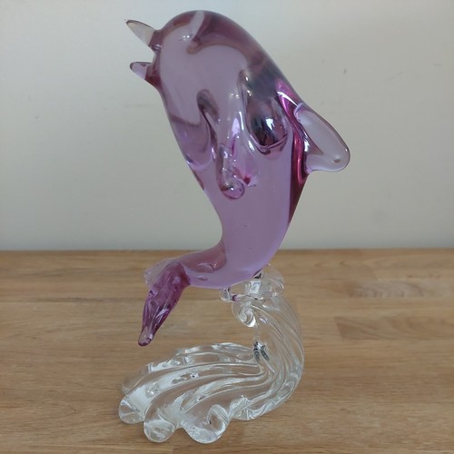 Murano glass dolphin on - 9",