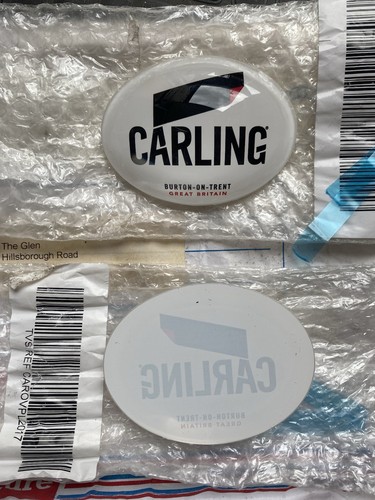 Carling oval fisheye badge - carling,