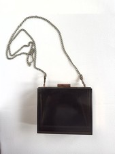 Perspex Clutch bag Black Blue Hard Long Chain Evening Square Case Small Evening