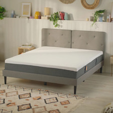 Emma Super King Grey Signature Bed Frame with Tufted Headboard 180 x 200cm