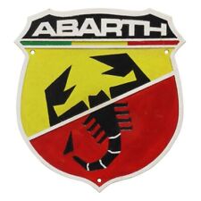 Abarth Metal Iron Logo Wall Sign Garage Decoration Plaque Mancave Red Yellow