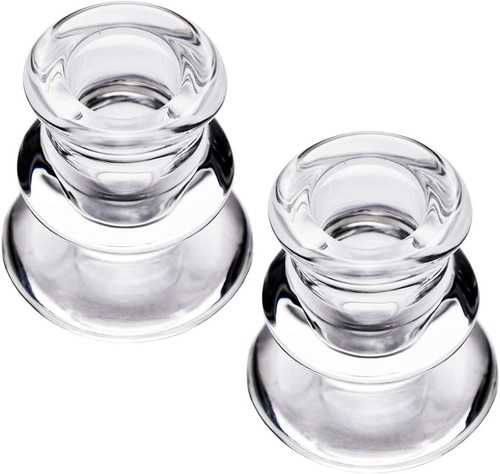 Clear glass candlestick - clear,