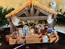 Beautiful 3D Pop Up Christmas Nativity Card with Stable Animals Kings Angels