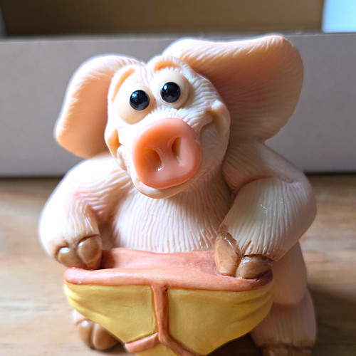 Painted resin pig - painted,