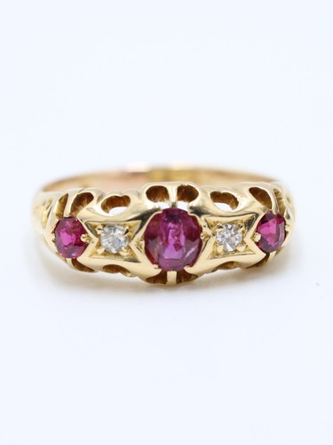 Ruby diamond gold ring - ruby, &
