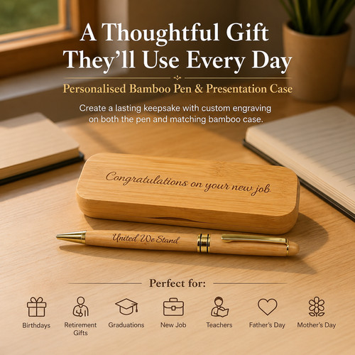 Personalised bamboo pen - personalised,