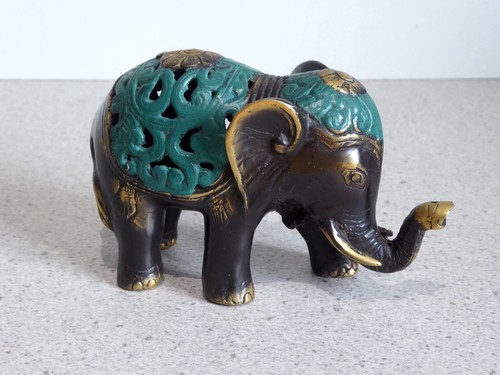 Brass elephant statue cast - brass,