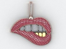 Iced Out Lip Pendant Ruby