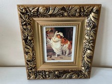 Vintage Arthur Elsley Print Bathtime in ornate gold tone frame