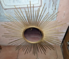 Chaty Vallauris large sun mirror gold metal L:82cm flat mirror