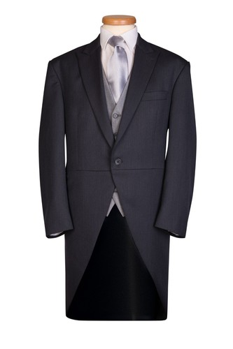 Grey herringbone tailcoat - herringbone,