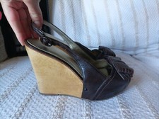 Next Brown Leather High Heel Wedge /Shoes Size 4/37, Good Condition