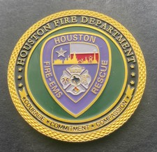 45mm HOUSTON Fire Department Challenge Coin With Coin Stand For Displaying