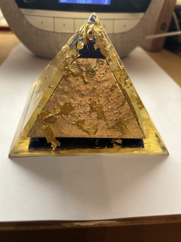 Gold lapis orgone pyramid - lapis,
