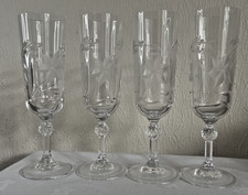 Lot of 4 RCR Royal Crystal Rock Gemini Edelweiss Champagne Flutes Italy 8" Vtg