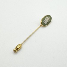 Vintage Wedgwood Green Jasperware Stick Pin Badge Brooch Lapel Hat Gold Plated