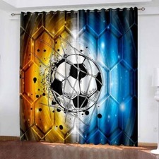 Boys 3D Football Curtains Living room Bedroom Blackout Curtains Ring Top Eyelet