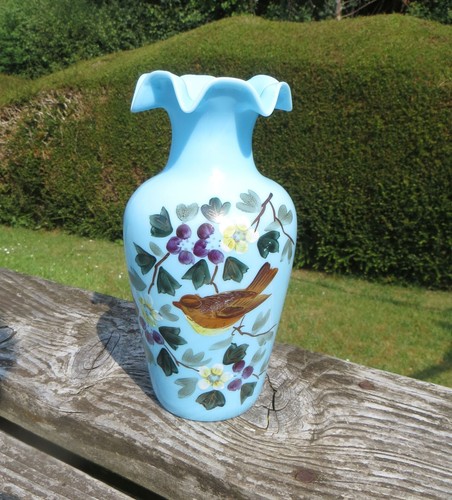 Victorian hand painted opaline - painted,