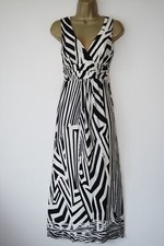 DEBUT DEBENHAMS BLACK WHITE PRINT MIDI MIDAXI DRESS SIZE 10 BNWT £80