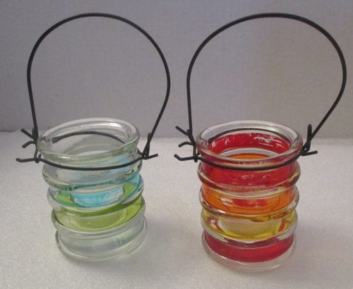 Set coloured glass hanging - 2,
