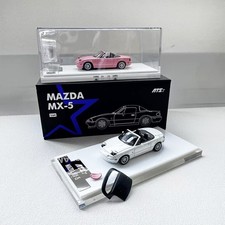 ATS 1:64 Model Car Mazda MX-5 Alloy Die-Cast Vehicle Collection White & Pink