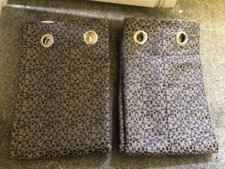 NEXT GEO TEXTURED GOLD NAVY BLUE JACQUARD EYELET LINED CURTAINS 168x229CM (66X90