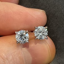 1.5 Carat Lab Created Diamond Solitaire Stud Earrings Platinum Plated 925