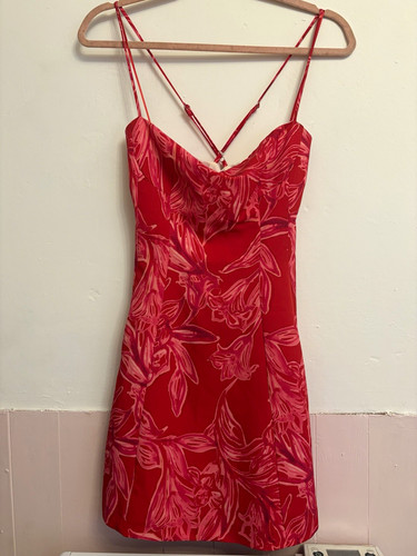 Zara red floral line dress - red, a-line