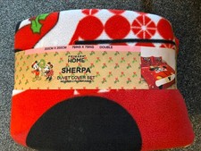 Disney Primark Mickey Minnie Mouse Sherpa Christmas Xmas Double Bedding Set NWT