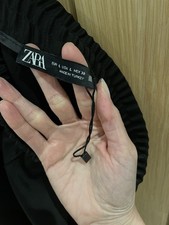 Women’s Zara Black Satin Wide Leg Trousers L Elastic Waist