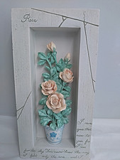 Shudehill Rose Design Hand Painted Resin Wall Plaque Shadow Box Style