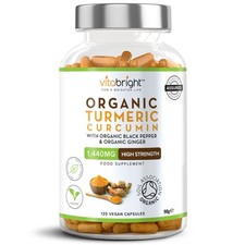 Turmeric Curcumin Tablets 1440mg + Pepper & Ginger Organic - 120 x Capsules