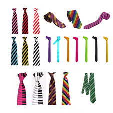 Kids Boys & Girls Striped Funky Skinny Neck Ties Fancy Dress Satin School Tie