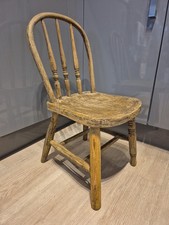 Childs Chair Windsor Spindle Backed Wooden Kids Junior 61cm High 1800s Antique 