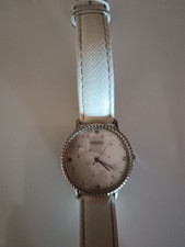 QVC Honora Ladies Watch WORKING Stainless Steel Quartz New White Leather Strap