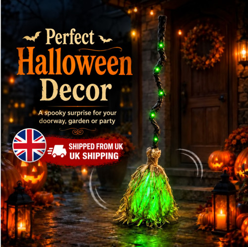 Animated witch broom - witch, halloween