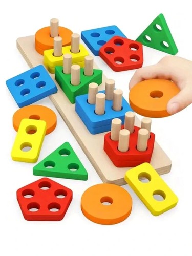 Wooden sorting stacking toy - wooden,