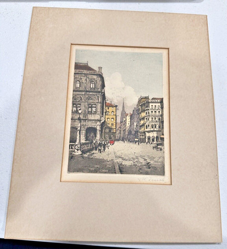 Vintage color etching europe - color,