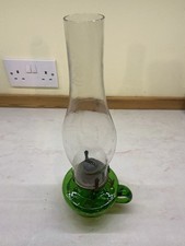 Vintage Green Glass Oil Lamp