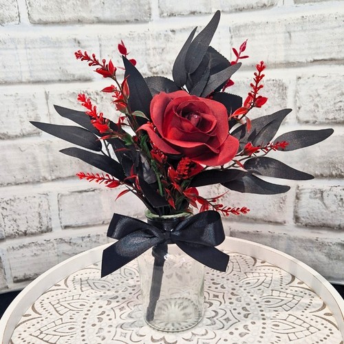 Red faux rose - faux, glass