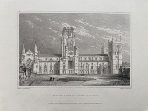 1846 antique print durham - print;,