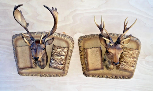 Pair deer stag heads - of, &