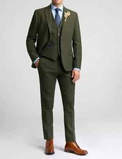 3pcs Olive Green Mens Suits