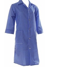 NEW LADIES CHECK PRINT BUTTON FRONT 3/4 SLEEVE WORK WEAR COAT CLEANING OVERALL