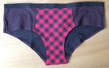 La Senza size 10 contrast tartan panelled hipster knickers panties briefs Black