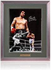 Roberto Duran Boxing Legend Hand Signed 23x19inch Framed Montage COA
